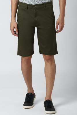 PETER ENGLAND Solid Men Green Regular Shorts