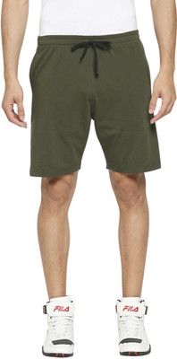 Vaishvik Solid Men Dark Green Basic Shorts, Bermuda Shorts, Night Shorts, Regular Shorts