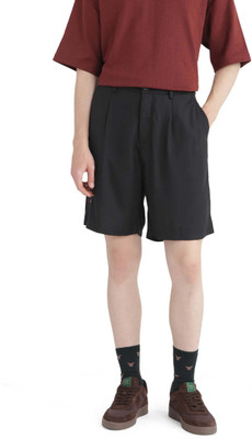 RARE RABBIT Solid Men Black Regular Shorts