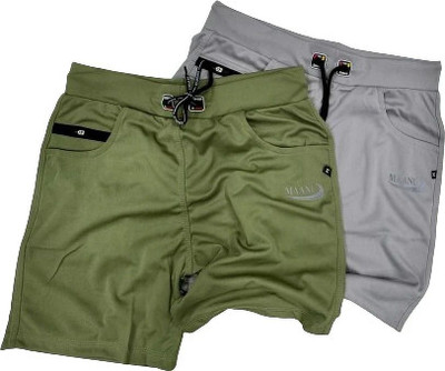 MAANU Solid Men Green, Grey Regular Shorts