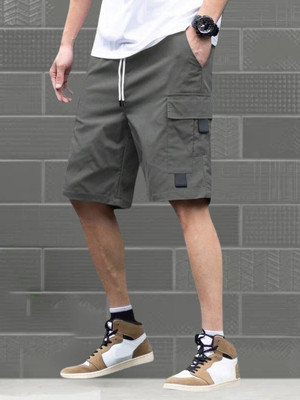 TYRELL Solid Men Dark Grey Cargo Shorts