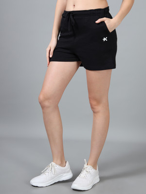 HRX by Hrithik Roshan Printed Women Black Regular Shorts