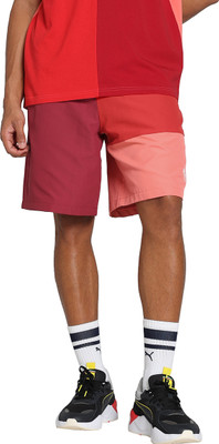 PUMA Color Block Men Red Sports Shorts