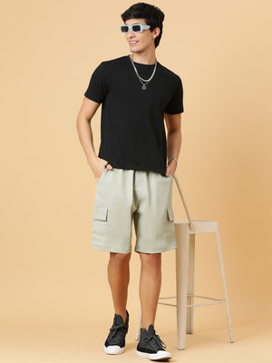 KOTTY Solid Men Green Cargo Shorts