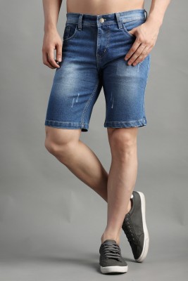 ZAYSH Solid Men Denim Blue Denim Shorts