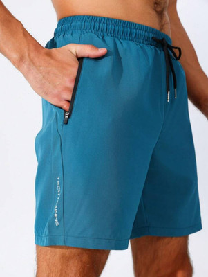 LOTHRIC Self Design Men Blue Gym Shorts