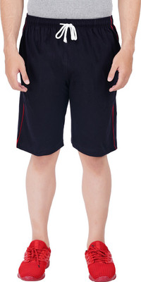 FEEL TRACK Solid Men Dark Blue Basic Shorts