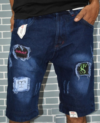 Jeff shorty Embellished Men Denim Blue Denim Shorts
