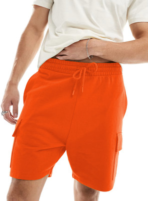 GYRFALCON Solid Men Orange Cargo Shorts