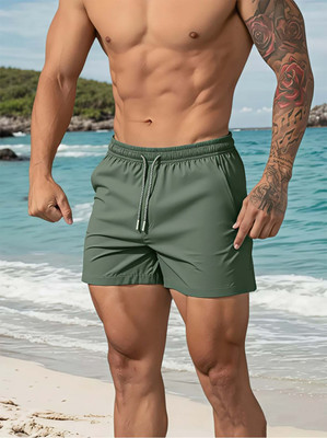 MENDIOR Solid Men Green Regular Shorts