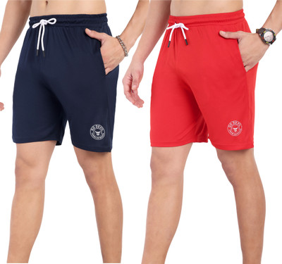 Go Devil Printed Men Blue, Red Casual Shorts
