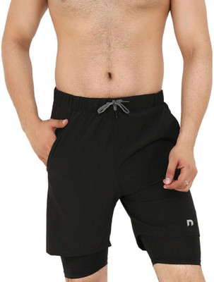 never lose Printed Men Black Gym Shorts