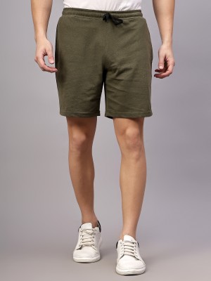 FASHA Solid Men Green Basic Shorts