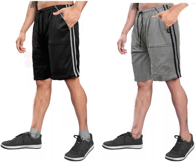 Sathvik Tex Solid Men Black Regular Shorts
