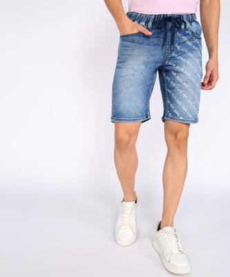 Pepe Jeans Printed Men Blue Denim Shorts