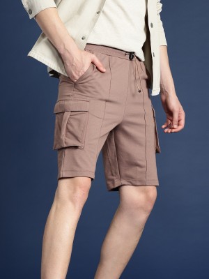 Mast & Harbour Solid Men Brown Cargo Shorts