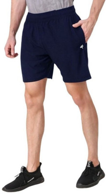 Fabc Solid Men Dark Blue Sports Shorts