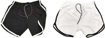 maxian Solid Men Black, White Regular Shorts, Running Shorts, Night Shorts, Sports Shorts