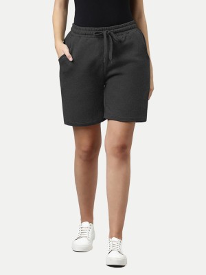 radprix Solid Women Black Basic Shorts