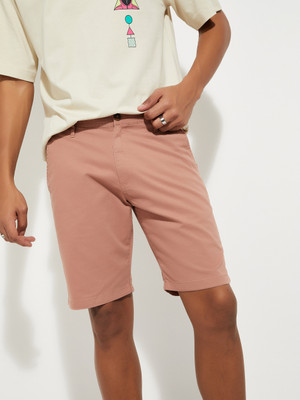 MAX Solid Men Orange Basic Shorts