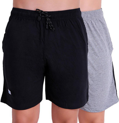TT Self Design Men Dark Blue, Grey Bermuda Shorts