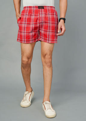 RENOUX Checkered Men Pink Boxer Shorts