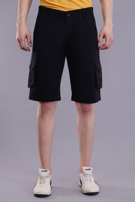 NIVASU Solid Men Black Cargo Shorts
