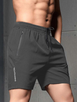 LOTHRIC Self Design Men Grey Gym Shorts