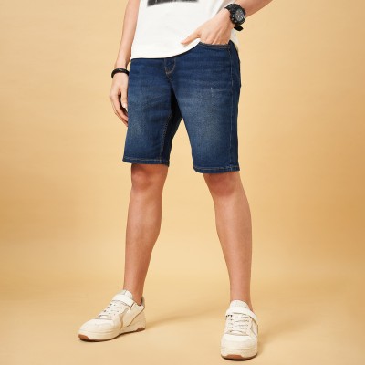 SF Jeans by Pantaloons Solid Men Blue Basic Shorts