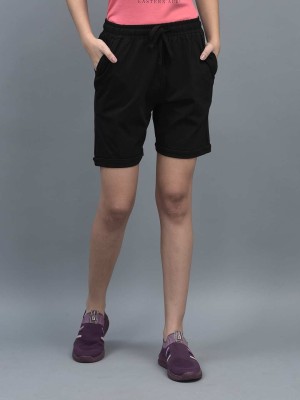 Dollar Solid Women Black Sports Shorts