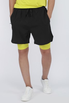 DIDA Solid Men Black Sports Shorts