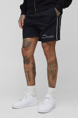 scrott fitness Color Block Men Black Basic Shorts