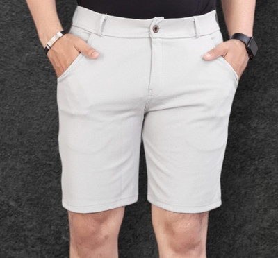 INDICLUB Self Design Men Silver Regular Shorts
