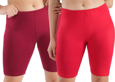 Shapyfit Solid Women Red, Maroon Cycling Shorts