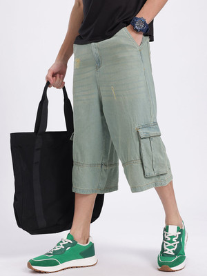Kook N Keech Solid Men Blue Cargo Shorts