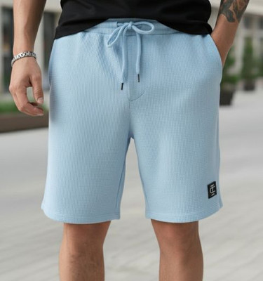 INDICLUB Self Design Men Light Blue Regular Shorts
