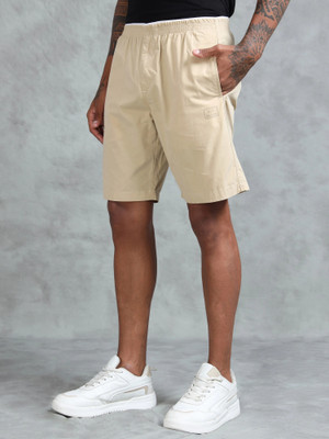 bEEVEE Solid Men Beige Regular Shorts