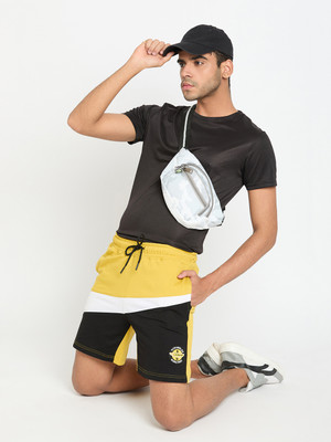 Club York Color Block Men Yellow Regular Shorts