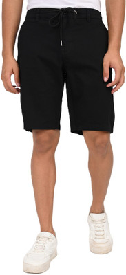 Mechanic Solid Men Black Chino Shorts, Cargo Shorts