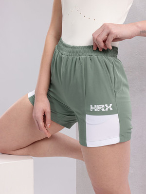 HRX by Hrithik Roshan Color Block Women Green Regular Shorts