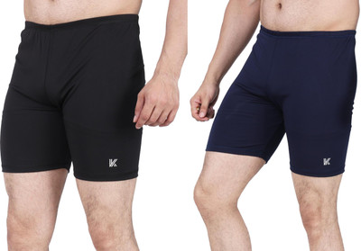 kvapparel Solid Men Black, Dark Blue Gym Shorts