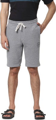 JACK & JONES Solid Men Grey Regular Shorts