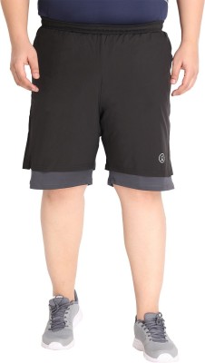 CHKOKKO Solid Men Black Sports Shorts