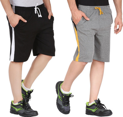 Trendolo Color Block Men Black, Dark Grey Basic Shorts