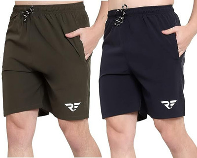 RED-FOST Solid Men Black Sports Shorts