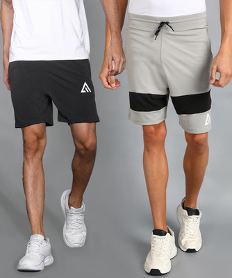 Adrenex Color Block Men Grey, Dark Grey Basic Shorts