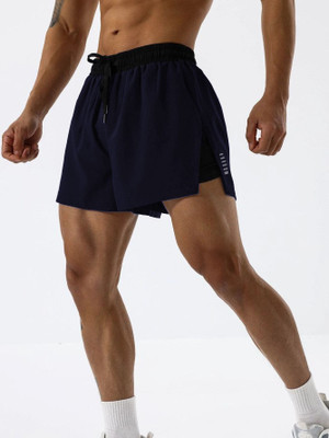 CULISH Solid Men Dark Blue Gym Shorts
