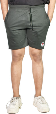 EXPOLO Solid Men Dark Green Basic Shorts