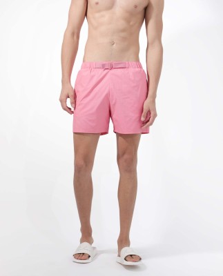 RARE RABBIT Solid Men Pink Regular Shorts