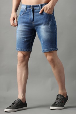 ZAYSH Solid Men Denim Blue Denim Shorts